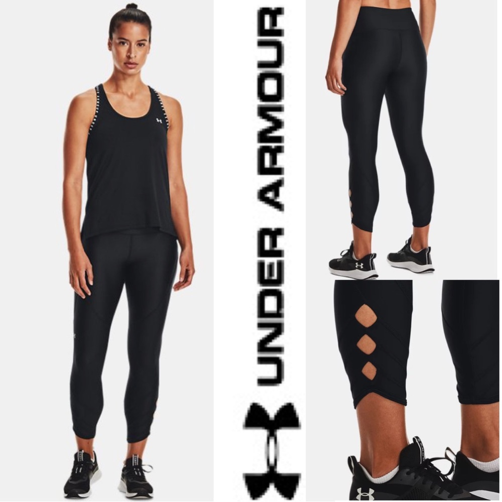 Under Armour Athletic Leggings Compression Spandex Heatgear Crop Ankle Cut Out